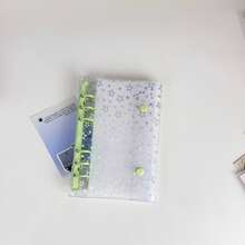 A6尺寸透明星光闪光便携式活页夹，透明贴纸，薄贴纸，照片收纳袋，相册计划本，笔记本办公用品。 - 彩色 - 查看 14