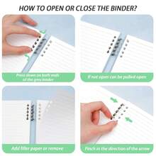 elephtree - Cuaderno en espiral, cuaderno recargable y papel de relleno, juego de 120 hojas, cuadernos a rayas universitarias con 2 divisores de carpetas, cubiertas transparentes para el hogar, la - 1 - Ver 3