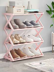 1 pièce Organisateur de rangement à 4 niveaux pour chaussures, meuble de rangement pour chaussures autoportant parfait pour la penderie, l'entrée, le couloir, le vestibule, le salon, la chambre. Assemblage facile, structure en métal économisant l'espace. Étagère d'affichage pour chaussures, bottes, Baskets, pantoufles et accessoires. Solution d'organisation design minimaliste moderne et compact. - Multicolore - Voir 6