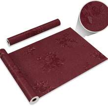 1卷绿色玫瑰图案墙纸，可撕贴PVC自粘墙贴，适用于酒店浴室、家居装修、桌面台面、家具装饰，易于安装，尺寸：17.7英寸 x 39.3英寸/118.1英寸/196.8英寸 - 紅色 - 查看 8