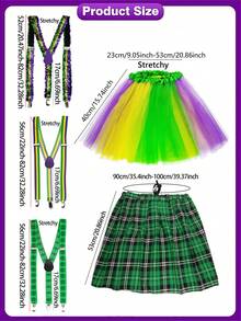 2Pcs D EXCEED Women's Carnival Cosplay Costume Accessories Set Suspenders Mardi Gras Tutu Skirt For St. Patrick's Day Concerts Easter Dance Performances Party Costume Set - Multicolor - View 9