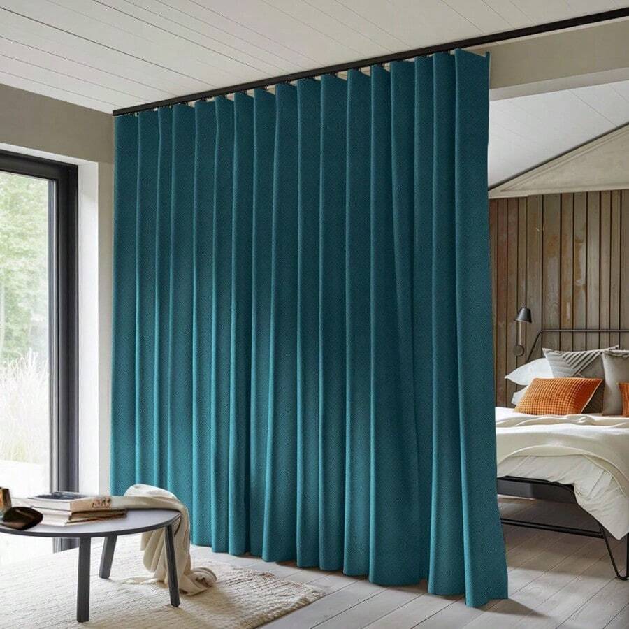 Room Divider Curtains Ceiling Track Curtains W 8.3ft * H 7ft Blue - Blue - View 1