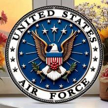 HELLOYOUNG USAF  Metal Sign Vintage Retro Tin Aluminum 8x8 Inch Round Wall Decor Americana Military Logo Home Bar Garage Man Cave - Multicolor - View 11