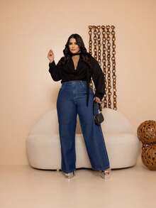 Plus Size Jeans - 藍色 - 查看 5