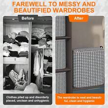 1 pieza/2 piezas Bolsa de almacenamiento de armario de tela, caja de almacenamiento de ropa y edredones de gran capacidad con cremallera de tela no tejida, a prueba de agua, moho y humedad, plegable - Gris - Ver 8