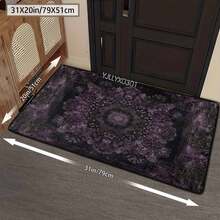1pc Extra Large Bohemian Purple Mandala Area Rugs - Non-Slip Machine Washable Floor Rugs With Purple/Blue/Pink/Black/Teal Intricate Pattern, Durable Polyester & TPR Backing For Living Room, Bedroom, Home Decor - Style 6 - View 7