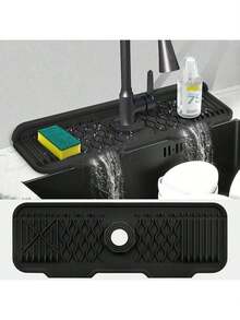 1pc Kitchen Sink Splash Guard, Silicone Faucet Mat, Silicone Sink Drain Mat, Silicone Kitchen Sink Tray, Faucet Splash Guard, Drip Pad, Drain Mat, 5° Tilted Design For Easy Drainage, 90° Foldable Design, Waterproof, Anti-Slip - Multicolor - View 13