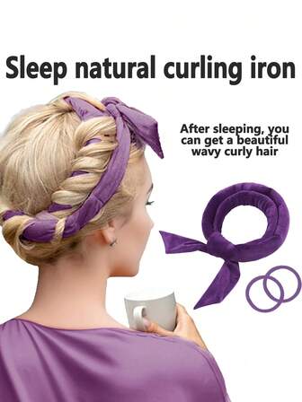 Outil de frisage pour dormir, fer à friser paresseux sans chaleur en forme de nœud, outil de frisage à grosses vagues, sans permanente, fournitures de beauté et de coiffure, bande longue, sans danger pour la qualité des cheveux, facile à créer de belles boucles, article idéal pour une déesse, disponible à tout moment et partout, usage domestique, beauté et santé, matériau en coton pur doux pour la peau