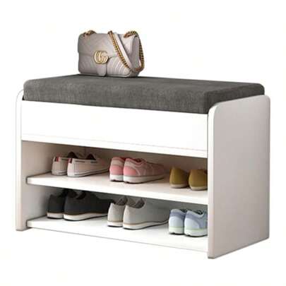 Shoe CabinetShoes Rack With Padded Seat Storage Bench With Padded Seat Hallway Bench With 2 Compartments 24 X 60 X 43 Cm Suitable For Bedroom Living Room