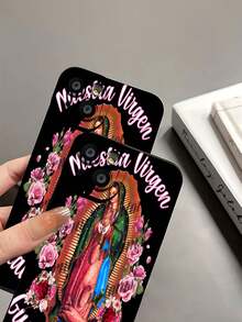 Funda para teléfono con diseño floral de Nuestra Virgen Guadalupe Compatible con fundas para teléfonos   17  16 Pro Max  15 Pro Max  13 y  12 Fabricada en material TPU a prueba de caídas, resistente al desgaste y cómoda de sostener Un gran regalo para familiares, amigos, seres queridos, novios, novias y para Navidad y Año Nuevo - Negro - Ver 8