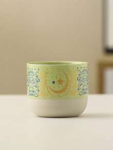 1pc Vintage Star & Moon Ceramic Coffee Mug, Retro Coarse Pottery Star & Moon Ceramic Tea Cup, Water Cup, Kung Fu Tea Cup, Black Tea Cup, Ceramic Handled Cup, Ceramic Cup, Breakfast Cup, Milk & Juice Cup, Gift Mug