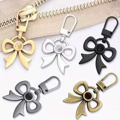 سحّابات معدنية قابلة للفصل مزينة بفيونكة، مناسبة لإصلاح معاطف الريش والحقائب والأحذية والثقوب الصغيرة