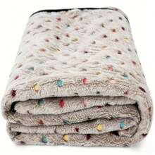 Dotted Pet Blanket With Black Trim, Suitable For Dogs And Cats. Dotted Pattern, Super Soft And Fluffy, Fit For Small, Medium, And Large Dogs As Well As Small Cats. - Camel - View 1