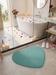 1pc Super Soft Heart-Shaped Bath Mat - Highly Absorbent, Non-Slip, Comfortable - Ideal For Valentine's Day Decor, Also Suitable For Bathroom Floor, Sink, Tub And Shower - Available In 4 Colors, Can Also Be Used In Kitchen, Laundry Room, Shower, Bathroom, Etc., Faux Fur Material - Multicolor - View 12