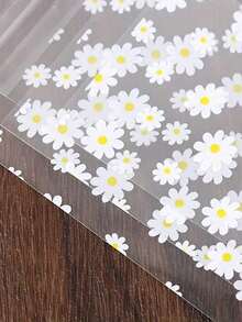 100个3.15*5.11英寸可爱清新小雏菊图案礼品包装自封袋，白色花朵印花小卡片包装透明装饰袋。适用于派对、节日或促销文具礼品包装。圣诞节、男士生日礼物、情人节礼盒、男士礼盒、男士礼物 - 黃色 - 查看 6