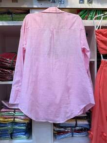 Two-Piece Linen Shirt And Shorts Set, Lined With Elastic. Summer Vacation: Perfect For Celebrating Christmas, New Year's Eve And New Year In Brazil! - 淺粉色 - 查看 6