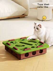 1pc Multi-Color Cat Game Box Felt Toy Box Scratching Post Cat Family Interactive Toy Maze Game Design Help Cat Kill Time Durable Cat Scratch Board No Hair Loss - Multicolor - View 3
