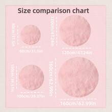 1 块天鹅绒面料圆形地毯，客厅健身房瑜伽垫圣诞装饰吊篮旋转椅圆形靠垫电脑椅垫卧室可爱床边地毯 - 粉色 - 查看 3