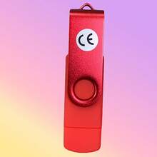 100% Real Capacity High-Speed 2-In-1 USB Flash Drive 1GB/64GB/116GB/128GB, Multiple Colors Available, Dual-Type OTG Memory Stick With Keychain Hole, Suitable For Mobile Phones, Tablets, Laptops, And PCs - Portable External Storage - Red - View 2