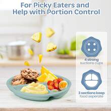 100% Silicone Baby Plate, Anti-Slip Divided Suction Plate, Microwave & Dishwasher , Weaning Supplies - Multicolor - View 8