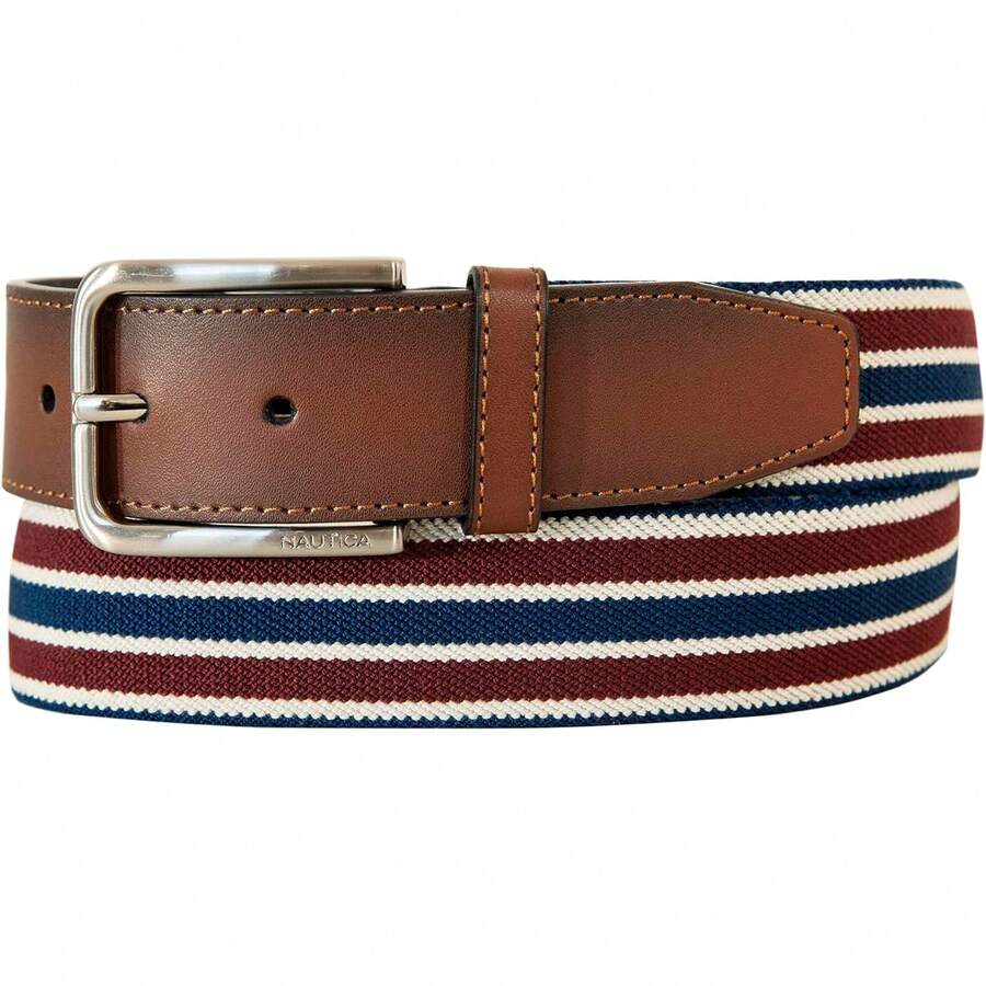 Cinturón de cuero con cordones Cinturón Hombre - Cincha Elástica - Azul Marino/Rojo - Ver 1