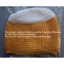 1顶趣味啤酒杯帽 - 男女皆宜的弹力秋冬帽，适合圣诞节、新年、派对庆祝活动 - 黃色 - 查看 3