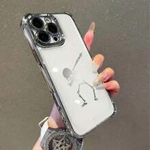 Esqueleto con toques sobre fondo blanco, con un espeluznante toque de Halloween. Esta elegante funda es compatible con los modelos  16, 15, 14 Pro Max, 13, 12, 11, XR y XS Plus. Fabricada en silicona TPU, ofrece protección contra golpes y caídas, además de una sensación superior. Es un regalo ideal para familiares, amigos y seres queridos, y una opción perfecta para Navidad.fundas para  13,funda  13,funda  16,fundas ,funda  15,funda para ,fundas para  16,fundas  11,fundas  15,funda  17,protector para ,funda  14,fundas  12,fundas  14,funda  17 pro max,fundas  13,fundas> - Plateado - Ver 2