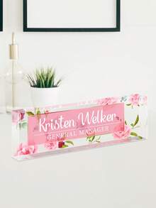 Personalized Acrylic Desk Nameplate With Succulent Floral Design,Contemporary Style Office Decor, Ideal For Bedroom, Custom Name Psychologist Office Sign For Desk, Non-Electric, Perfect For Christmas And Halloween Gifts - Multicolor - View 51