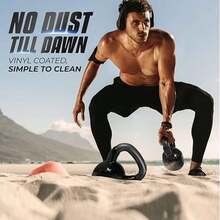 Vinyl-Coated Cast Iron Russian Kettlebell Set for Weight Training, Gym, Fitness - Complete Body Workout Equipment for Push-ups and Grips - Negro - - Ver 5