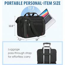 EMPSIGN Laptop Case Briefcase 17.3 Inch Laptop Bag Expandable Messenger Bag For Men And Women Water Repellent RFID Blocking Shoulder Bag Canvas Bag-Black - Black - View 5