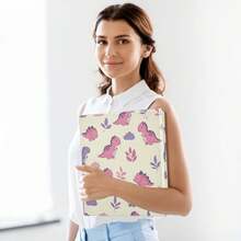 Carpeta de 3 anillos impresa de 1.5 pulgadas, carpeta de anillos en D con bolsillos, carpetas decorativas para la escuela universitaria u oficina, lindos dinosaurios de dibujos animados morados - talla únicax2 - Ver 6