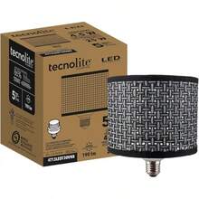Tecnolite - Foco Cilíndrico Malla de Ratán LED 4.5, Luz Ámbar, Base E27, No atenuable - Negro / Blanco - Ver 10