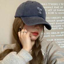 Unisex Vintage Washed Cotton Caps Coconut Tree Embroidery Baseball Cap Men Women Adjustable Casual Outdoor Streetwear Sports Hat - 海軍 - 查看 7