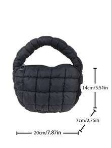 新款創意黑色雲狀泡泡手提包，外觀精美輕巧，帶有皺紋紋理和縫線的休閒手機袋，頂部拉鍊設計方便實用，可手提或手腕攜帶，適用於日常休閒、派對和約會，儲存手機、口紅和零錢。 - 黑色 - 查看 4