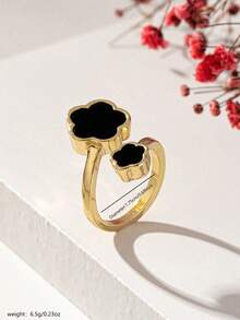 Clover Ring- A Minimalist & Fashionable Resin Clover Shaped Ring, Interlocking Four Leaf Clover Ring With Beach Vacation Style, Suitable For Ladies' Daily Wear Valentines - Five Leaf Clover Ring - View 9