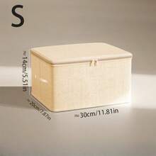 Storage Box With Zipper Cover, Storage Box With Handle, Foldable With Cover, Home Cube Basket, Wardrobe Clothes Storage Container, - Beige - View 10