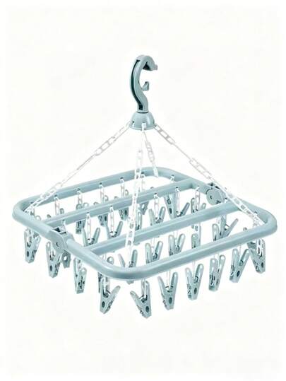 1pc 32-Clip Clothes Drying Rack And Foldable Plastic Laundry Drying Rack For Clothes, Underwear, Socks