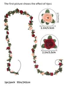 1 件 2.4 米小玫瑰藤，人造花适用于婚礼/活动/派对装饰、家具/客厅/桌子/墙壁/户外围栏装饰、假植物、秋季装饰、房间、书桌、花园装饰、房间装饰用品、情人节、礼物 - 彩色 - 查看 9