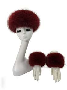 2pcs Set Solid Color Acrylic Fuzzy Beanie Hat And Cuffs, Fluffy Trim, Warm For Autumn Winter Christmas Winter Accessories Winter Outfits Valentines Gift - A - View 18