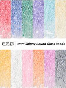100pcs Shinny Glass Seed Beads,12 Candy Colors Seed Beads 4mm Frosted Glass Beads Round Beads Mini Spacer Beads Kit Waist Beads For Earring Bracelet Necklace Key Chain Crafts Jewelry Making