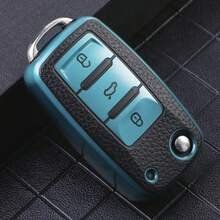 TPU Leather Pattern Car Key Case Keychain, Suitable For Polo, Golf, Passat, Beetle, Tiguan, SEAT Leon, Altea, Kodiaq - Black - View 9