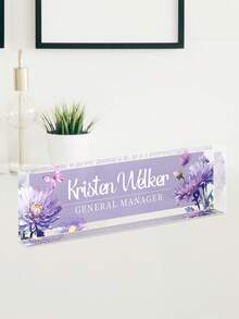 Personalized Acrylic Desk Nameplate With Succulent Floral Design,Contemporary Style Office Decor, Ideal For Bedroom, Custom Name Psychologist Office Sign For Desk, Non-Electric, Perfect For Christmas And Halloween Gifts - Multicolor - View 46