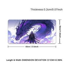Alfombrilla de escritorio grande estilo japonés samurái, con diseño de dragón morado genial para gaming. Alfombrilla de ratón XXL, deskmats de anime kawaii, protector de escritorio y alfombrilla para teclado de portátil - Morado - Ver 15