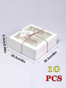 10pcs Square Gift Boxes With Transparent Window, White, Brown, Pink Packaging Boxes, Premium Store Gift Box Containers For Candy, Chocolate, Party Favors, Suitable For Wedding Season, Birthday Party Decoration, Gift Wrapping - White - View 12