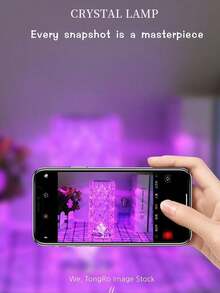 1pc Romantic Rose Atmosphere Crystal Lamp, Warm And Romantic Decorative Table Lamp, Bedroom Bedside Small Night Light, Living Room Atmosphere Crystal Lamp - Multicolor - View 4