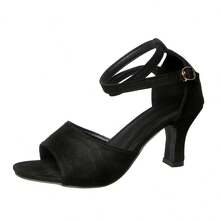 1 Pair Metal Decor Thick Heel Slide Sandals, Fashionable Design For Commuting, Casual, Beach, Travel, Suitable For All Seasons - Black - View 7