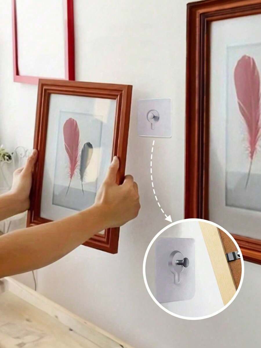 1-10pcs/Set Heavy Duty Self-Adhesive Wall Hooks, Suitable For Hanging Pictures, Frames, Bags, Kitchen Utensils - No Screws Needed, Washable, Reusable, No Drilling Required - Ideal For Home Decor And Organization