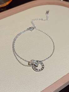 مجموعة 3/1 قطعة من أساور الفولاذ المقاوم للصدأ المرصعة بالراين، سلسلة الخصر الصغيرة، مجموعة أساور فاخرة خفيفة الوزن، مزينة بالراين، تصميم عصري، ألوان متنوعة، مقاومة للتلاف، مناسبة للاستخدام اليومي للنساء - فضي - مشاهدة 14