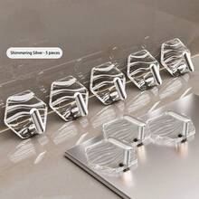 5/8pcs Acrylic Hexagon Adhesive Hooks, Transparent No Drill Bathroom, Kitchen, Cabinet, Wall Mounted Hooks, Dorm Coat Hooks (With Adhesive Backing) - Multicolor - View 10
