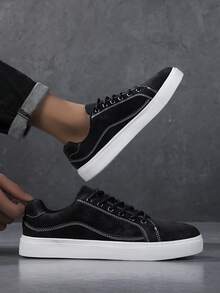 Men's Sports Shoes, Men's Casual Shoes,Fashionable And Personalized Street Student Handsome Shoes, Lace Up Men's Shoes, Men's Board Shoes - Black - View 4